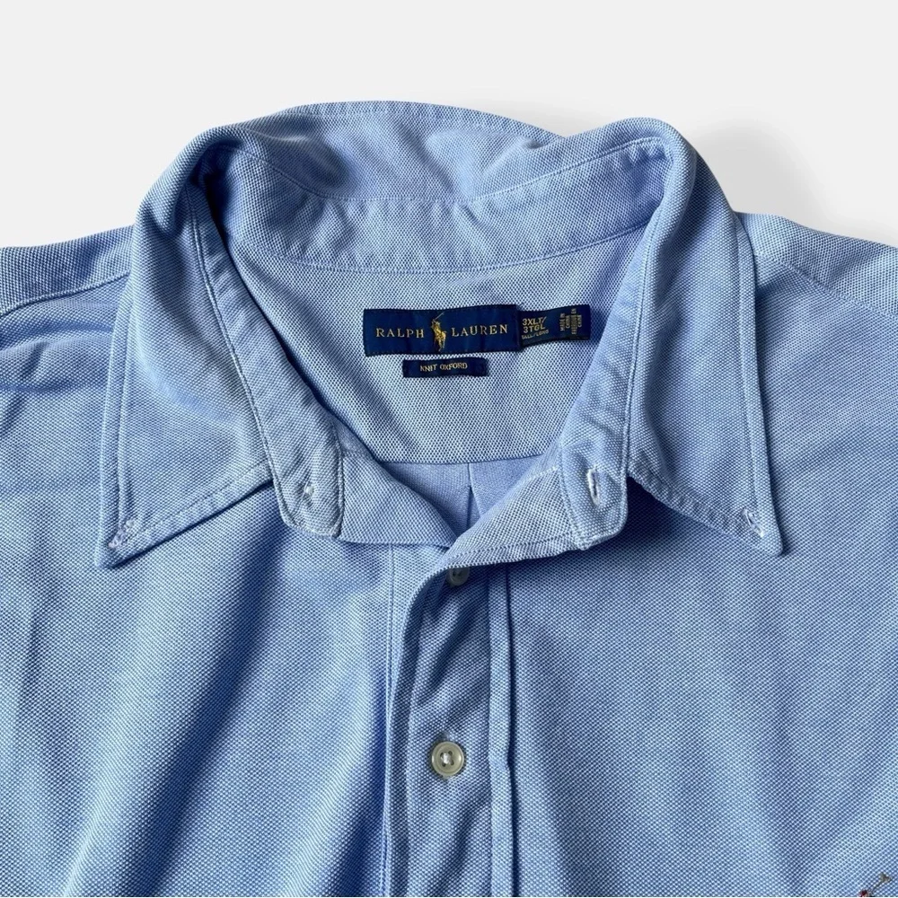 Ralph Lauren Knit Oxford Polo Shirt 3XLT Tall | Light Blue Preppy Classic
